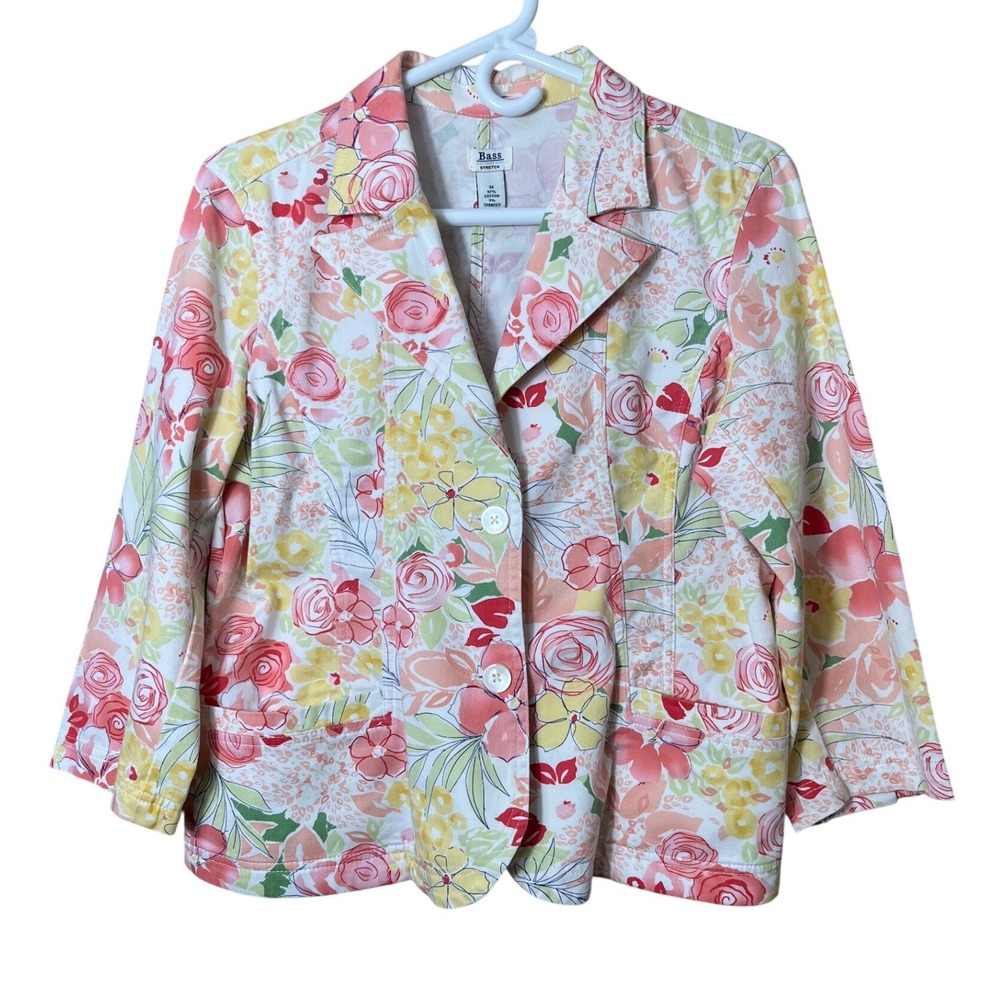 G.H. Bass & Co Floral Blazer Jacket Medium Cottagecore Garden Grandmacore Pastel